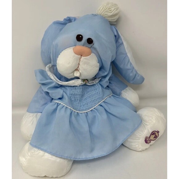 Fisher Price Puffalumps 16" Blue Bunny Rabbit with Original Blue Dress 1986  FS - Picture 1 of 5